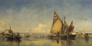 Canal Scene, Porto Del Lido, Venice — Edward William Cooke