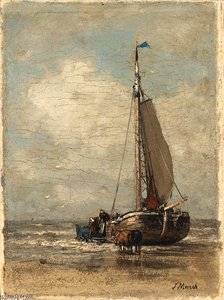 A Ship Entering Shore — Jacob Henricus Maris