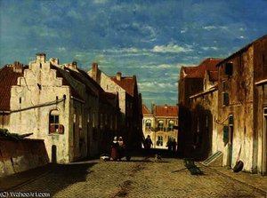 Figures In The Streets Of Rhenen — Jan Weissenbruch, Hague School