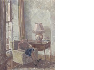 Interior With Lady Reading In An Armchair — Glyn Warren Philpot
