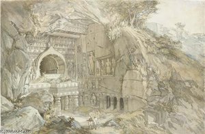 Buddhist Rock Cut Temple, Ajanta — William Simpson