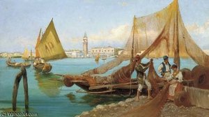 Fishermen In The Venetian Lagoon — Pietro Barucci