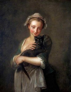 A Girl Holding A Cat — Philippe Mercier