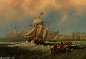 Dutch Barges Running Out Of Channel Port Thought To Be Margate — John Wilson Carmichael