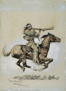 Buffalo Hunter Spitting A Bullet Into A Gun — Frederic Remington