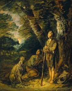 Shepherd Boys And Dog Sheltering From A Storm — Thomas Barker