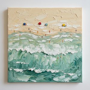 Ephemeral Tides Of Sage And Foam: A Monumental Impasto Study In Motion — David Moreau
