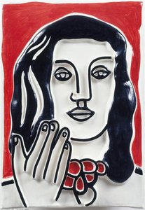 Face By Hand On A Red Background — Fernand Léger, Cubist Expression