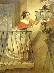 Italian Woman Lightning A Lamp Before The Image Of Madonna — Karl Pavlovich Bryullov, Romanticism