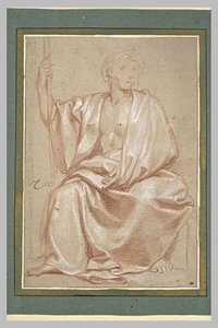 Homme Drapé, Assis — Charles Le Brun