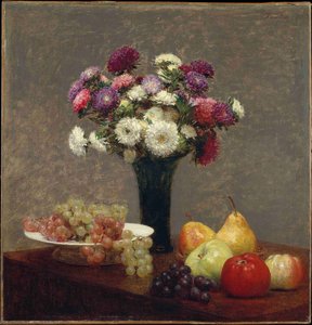 Asters And Fruit On A Table — Henri Fantin-latour, Realist Movement