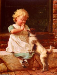 A Young Girl And Her Dog — Charles Spencelayh