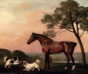A Bay Hunter With Two Spaniels — George Stubbs, Neoclassicism