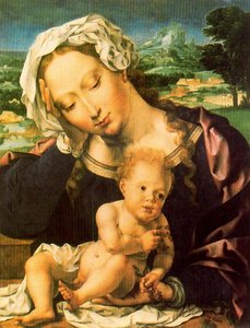 Virgen Con El Niño Sobre Un Paisaje — Jan Gosaert (mabuse)