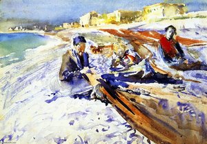 Three Figures On A Beach — John Singer Sargent