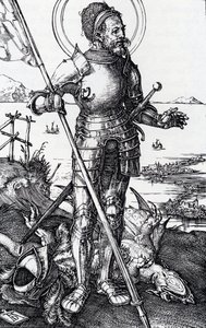 San Jorge A Pie — Albrecht Dürer, Grabado Del Renacimiento Nórdico