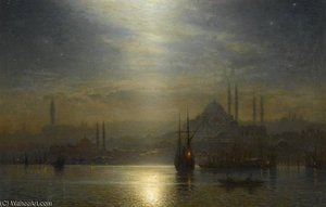 Blick Über Den Bosporus Auf Konstantinopel Bei Nacht (night View Over The Bosphorus)