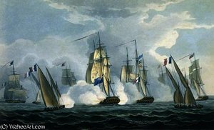 Hms Sirius, Captain Rowse Engaging A French — Thomas Whitcombe