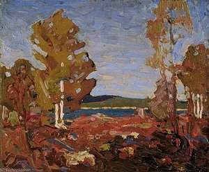 Trees And Stump Above A Shore — Thomas Thompson