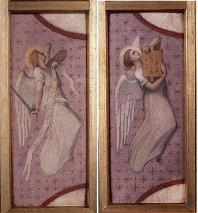 Deux Anges portant des banderoles