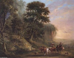 Landscape With Peasants And Cattle — William Havell