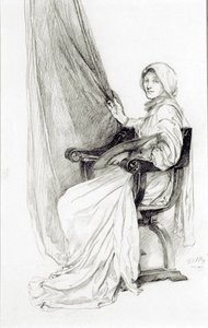 Untitled (seated Woman With Palette) — Edwin Austin Abbey