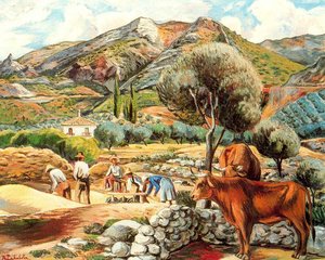 Landscape With Artist's Farmhouse In Fique — Rafael Zabaleta Fuentes
