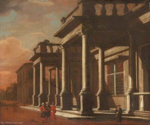 Capriccio Of Palace Architecture With Orientals Conversing — Viviano Codazzi