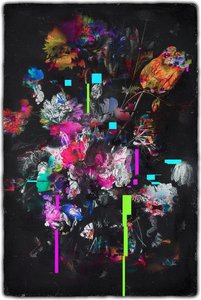 Fragmented Bloom: A Singular Symphony of Botanical Decay and Neon Geometric Chaos