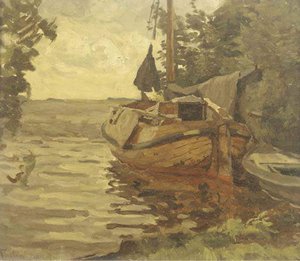A Moored Barge — Willem Bastiaan Tholen