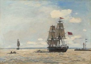 Norwegian Ship Leaving The Port Of Honfleur — Johan Barthold Jongkind