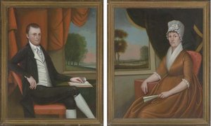 A Pair Of Double Portraits Of Mr And Mrs Nathaniel (martha) Ruggles — Ralph Eleaser Whiteside Earl