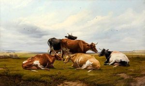 Five Cows In A Landscape — Thomas Sidney Cooper