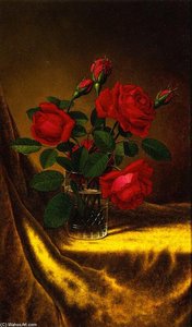 Still Life With Flowers: Red Roses — Martin Johnson Heade