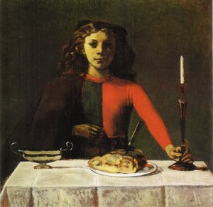 Girl In Green And Red (the Candlestick) — Balthus