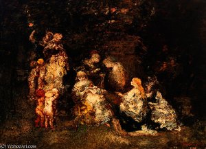 Women With Children — Adolphe Joseph Thomas Monticelli