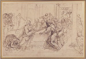 Penitent Woman Anointing The Feet Of Christ At The Table Of Simon The Pharisee — Jacopo Palma Il Giovane, Renaissance