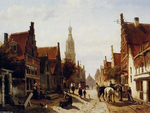 Market Oudewater — Cornelius Springer, Dutch Golden Age
