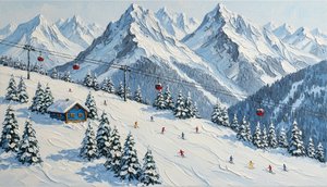 Ewige Alpine Einsamkeit: Eine Monumentale Impasto-studie Gefrorener Gipfel Und Stiller Hänge — Christian Noiret