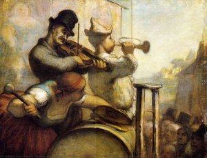 Parade de Saltimbanques, huile sur panneau Parades Travelling acrobats, oils on panel