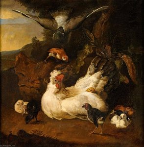 Hen With Chickens — Melchior De Hondecoetter