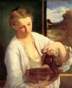 Eine Frau, Die Wasser Ausgießt (studie Von Suzanne Leenhoff) — Édouard Manet, Impressionistic Brushwork