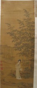 明 傳仇英 文玉圖 軸 Lady in a Bamboo Grove