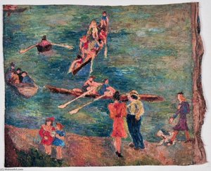 Scène de canotage au Bois de Boulogne