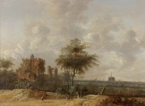 Landscape With The Ruined Castle Of Brederode And A Distant View Of Haarlem — Anthonie Jansz Van Der Croos