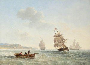 Seascape With Boats And Fishermen — John Wilson Carmichael