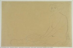 Sitzender Frauenakt, Nach Links (sitzender Halbakt Nach Links) — Gustav Klimt, Vienna Secession