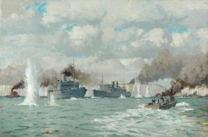 London, Midland And Scottish Railway Steamers 'princess Maud' And 'duchess Of York' Evacuating Troops From St Valery Under Shellfire (the Lms At War Series) — Norman Wilkinson