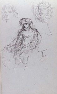 Two Female Faces, One Seated Female — John La Farge