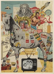 Ecos De La Nostalgia: Una Silueta Equina Fragmentada En Un Collage Tipográfico Vintage — Élise Bonnet